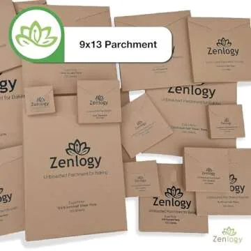 Zenlogy 9x13 Parchment Paper - Unbleached, Non-stick, Pre-cut Sheets for Baking and Roasting
