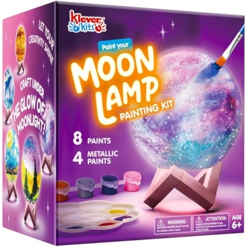 Klever Kits DIY 3D Moon Night Light Painting Kit - Creative Arts & Crafts for Kids