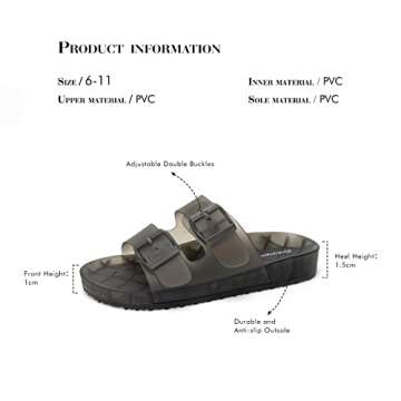 FUNKYMONKEY Women's Comfort Slides with Double Buckles