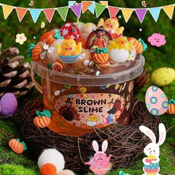 Brown Slime Kit, Clear Slime Bucket with Pumpkin Slime Clay & Turkey Slime Add-ins, Slime Party Favors for Kids, Sensory Toys Girls Gift & Boys Gift, Birthday Easter Hallowmas Christmas Slime