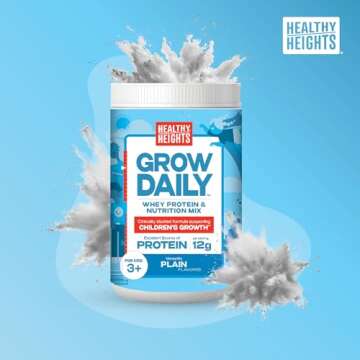 Healthy Heights Grow Daily Kids Protein Drink Mix (Plain) - High Protein Shake for Kids 3+