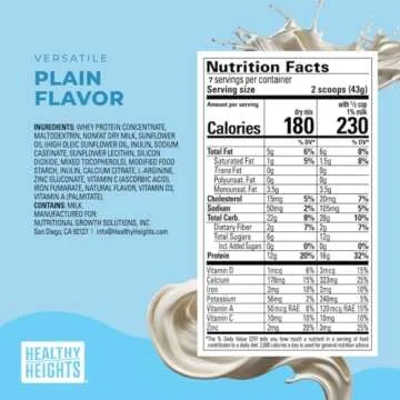 Healthy Heights Grow Daily Kids Protein Drink Mix (Plain) - High Protein Shake for Kids 3+