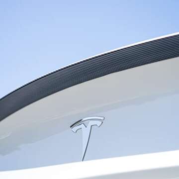 EVNV Tesla Model 3 Spoiler - ABS Gloss 3k Twill Carbon Fiber Print - Give your Tesla the Performance look - Fits 2018-2020 Pre Refresh Silver Trim Tesla Model 3