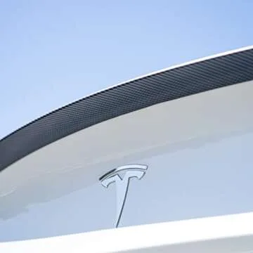 EVNV Tesla Model 3 Spoiler - ABS Gloss 3k Twill Carbon Fiber Print - Give your Tesla the Performance look - Fits 2018-2020 Pre Refresh Silver Trim Tesla Model 3