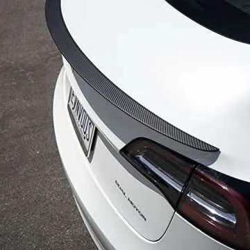 EVNV Tesla Model 3 Spoiler - ABS Gloss 3k Twill Carbon Fiber Print - Give your Tesla the Performance look - Fits 2018-2020 Pre Refresh Silver Trim Tesla Model 3