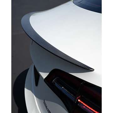 EVNV Tesla Model 3 Spoiler - ABS Gloss 3k Twill Carbon Fiber Print - Give your Tesla the Performance look - Fits 2018-2020 Pre Refresh Silver Trim Tesla Model 3