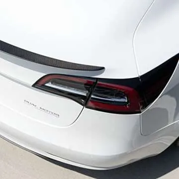 EVNV Tesla Model 3 Spoiler - ABS Gloss 3k Twill Carbon Fiber Print - Give your Tesla the Performance look - Fits 2018-2020 Pre Refresh Silver Trim Tesla Model 3