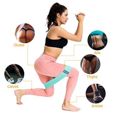 NeoTech Care Exercise Bands Set - Pack of 3 Belts, 3 Sizes, 3 Levels of Resistance (Pink, Purple & Green)