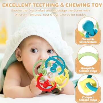 Orzbow Rattle & Sensory Teething Toys - Fun Teething Relief for Babies 3-12 Months