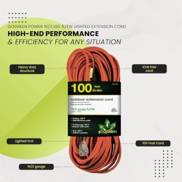 GoGreen Power 100ft Heavy Duty Outdoor Extension Cord