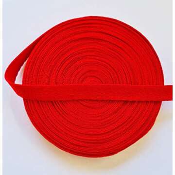 3/8 Inch X 10 Yards Cotton Twill Tape Herringbone Pattern Soft Fabric Webbing Strap Ribbon Bias Tape for Sewing Binding Valentines Gift Wrapping DIY Cloth Collar Edge Pants Drawstring Cord (Red)