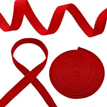 3/8 Inch X 10 Yards Cotton Twill Tape Herringbone Pattern Soft Fabric Webbing Strap Ribbon Bias Tape for Sewing Binding Valentines Gift Wrapping DIY Cloth Collar Edge Pants Drawstring Cord (Red)