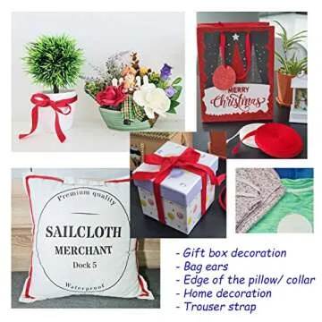 3/8 Inch X 10 Yards Cotton Twill Tape Herringbone Pattern Soft Fabric Webbing Strap Ribbon Bias Tape for Sewing Binding Valentines Gift Wrapping DIY Cloth Collar Edge Pants Drawstring Cord (Red)