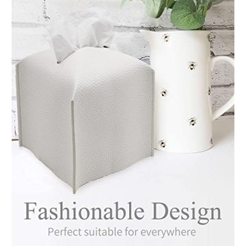 Livelab PU Leather Tissue Box Cover Modern Elegant Organizer