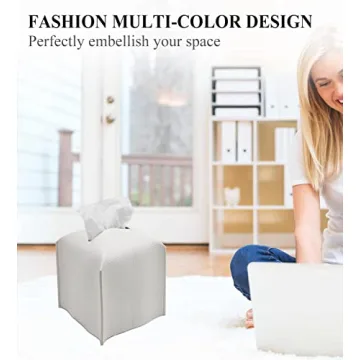 Livelab PU Leather Tissue Box Cover Modern Elegant Organizer