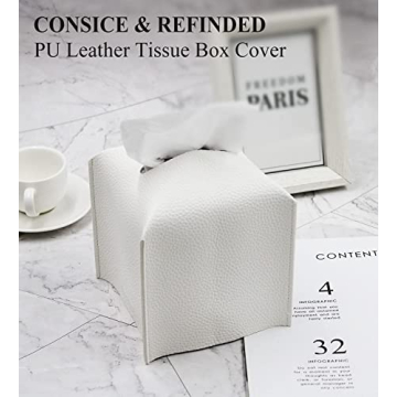 Livelab PU Leather Tissue Box Cover Modern Elegant Organizer
