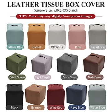 Livelab PU Leather Tissue Box Cover Modern Elegant Organizer
