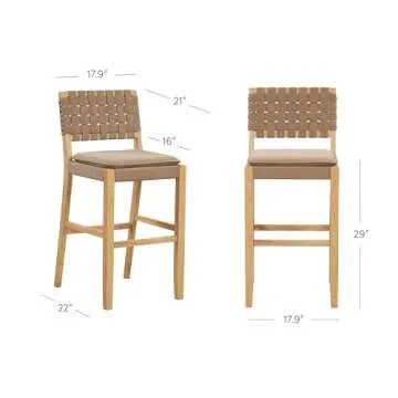 Nathan James Cohen Mid-Century Modern 29 in. Wood Bar Stool Set of 2