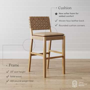 Cohen Mid-Century Modern Bar Stool Set of 2 in Brown