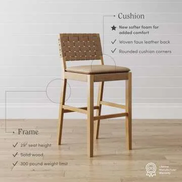 Cohen Mid-Century Modern Bar Stool Set of 2 in Brown