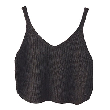 Aphratti Women's V-Neck Crochet Crop Top Black