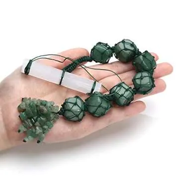 Jovivi Natural Crystals Healing Stones Window Car Hanging Ornaments Green Aventurine Tumbled Gemstones Selenite Stick for Chakra Healing, Reiki, Protection, Yoga Meditation, Good Luck, Feng Shui