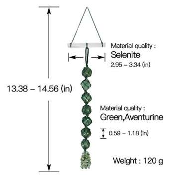 Jovivi Natural Crystals Healing Stones Window Car Hanging Ornaments Green Aventurine Tumbled Gemstones Selenite Stick for Chakra Healing, Reiki, Protection, Yoga Meditation, Good Luck, Feng Shui