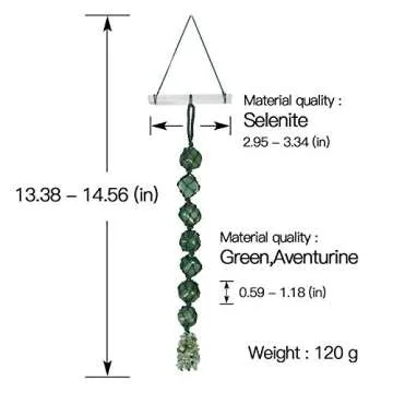 Jovivi Natural Crystals Healing Stones Window Car Hanging Ornaments Green Aventurine Tumbled Gemstones Selenite Stick for Chakra Healing, Reiki, Protection, Yoga Meditation, Good Luck, Feng Shui