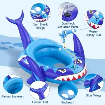Sunrad Kids Pool Float with Water Gun, Fun Shark Design