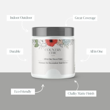 Country Chic All-in-One Chalk Paint for Furniture, Cabinets, Home Decor, Eco-Friendly, Matte Finish,...