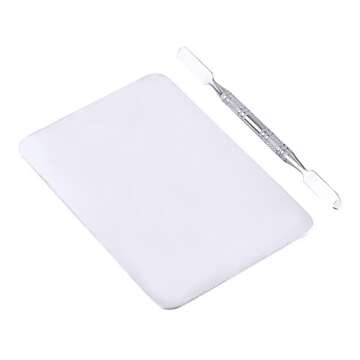Mixing Palette Small Stainless Steel Makeup Palette Rec Shape Mixing Plate Tools with Spatula Nail A...
