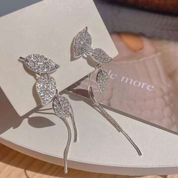 Dangling Bridal Earrings for Weddings - Elegant Silver Drop Earrings