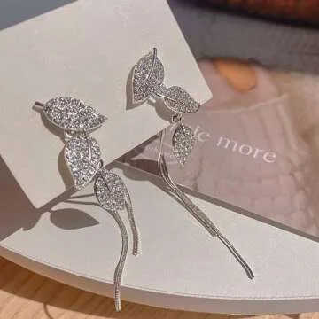 Dangling Bridal Earrings for Weddings - Elegant Silver Drop Earrings