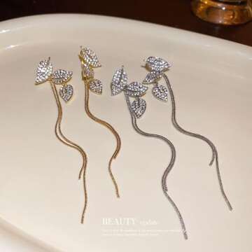 Dangling Bridal Earrings for Weddings - Elegant Silver Drop Earrings