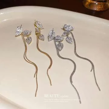 Dangling Bridal Earrings for Weddings - Elegant Silver Drop Earrings