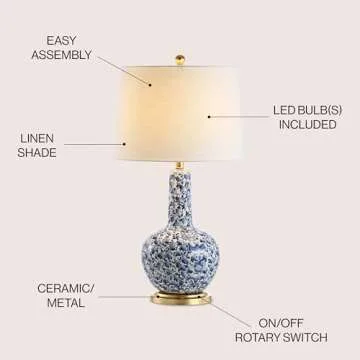 JONATHAN Y JYL5051A Chinois 30" Ceramic/Iron Classic Cottage LED Table Lamp Classic,Cottage,Glam,Tra...