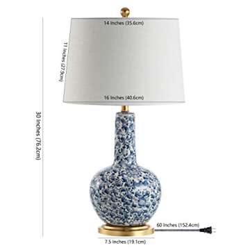 JONATHAN Y JYL5051A Chinois 30" Ceramic/Iron Classic Cottage LED Table Lamp Classic,Cottage,Glam,Traditional for Bedroom, Living Room, Office, College Dorm, Coffee Table, Bookcase, Blue/White