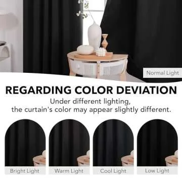 Deconovo Blackout Curtains, Thermal Insulated Room Darkening Drapes, Back Tab & Rod Pocket for Bedroom & Living Room, Noise Reducing, Set of 2, Black, 52W x 108L Inch