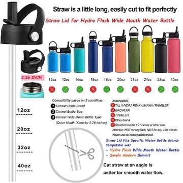 Straw Lid for Hydro Flask Wide Mouth, Lids with Straw for Hydroflask 12 16 18 20 32 40 oz Wide Mouth, Replacement Straw Cap for Hydroflask, Top Sport Bottle Lids Accessories,White