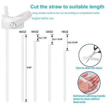 Straw Lid for Hydro Flask Wide Mouth, Lids with Straw for Hydroflask 12 16 18 20 32 40 oz Wide Mouth, Replacement Straw Cap for Hydroflask, Top Sport Bottle Lids Accessories,White