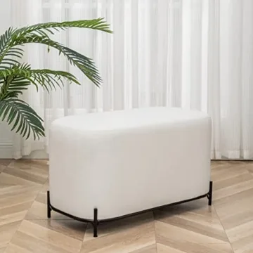 Wovenbyrd Modern Rectangular Ottoman Footstool with Metal Base