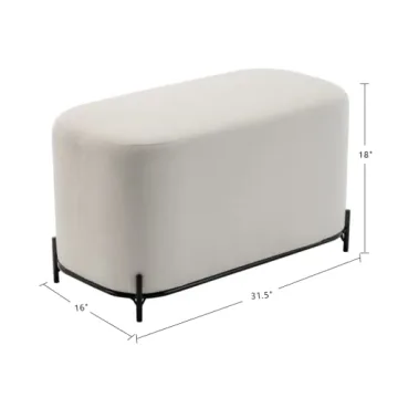 Wovenbyrd Modern Rectangular Ottoman Footstool with Metal Base