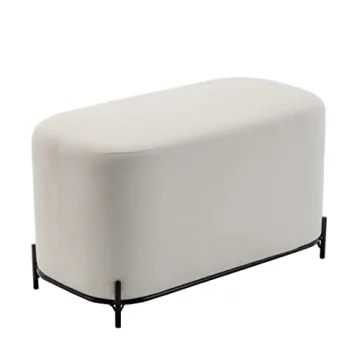 Wovenbyrd Modern Rectangular Ottoman Footstool with Metal Base