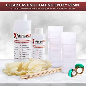 Versakoat Epoxy Resin Kit Casting-16 oz 2 Part, 1 Gallon Epoxy Cutting Edge 3-to-1 Ratio Makes This Crack Chip UV Proof Odorless A True Casting Epoxy for Jewelry