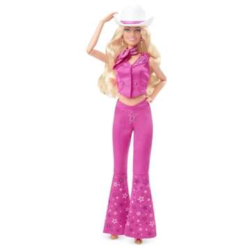 Barbie: The Movie Collectible Doll Margot Robbie as in Pink Western Outfit, Pink,silver