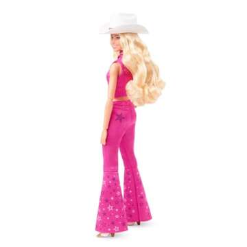 Barbie: The Movie Collectible Doll Margot Robbie as in Pink Western Outfit, Pink,silver