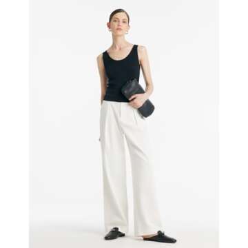 GOELIA Womens Tank Tops Womens Ribbed Tank Top Cute Basic Cami Fitted Tank Tops for Women Acetate Black Women Knit Sweater Vests Elastic Layering Undershirt Camisole Blouses