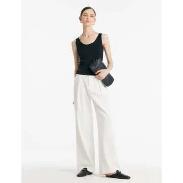 GOELIA Womens Tank Tops Womens Ribbed Tank Top Cute Basic Cami Fitted Tank Tops for Women Acetate Black Women Knit Sweater Vests Elastic Layering Undershirt Camisole Blouses