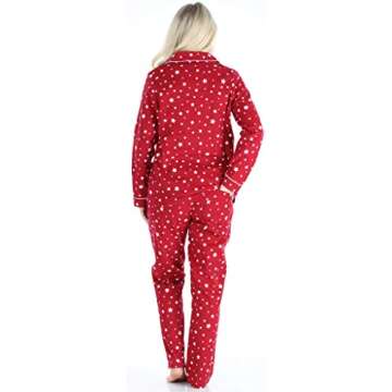PajamaMania Women's Cotton Flannel Long Sleeve Button-Down Pajamas PJ Set, Red Black Plaid, X-Large