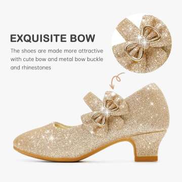 Dufannie Gold Flower Girl Shoes for Toddlers Comfort Style